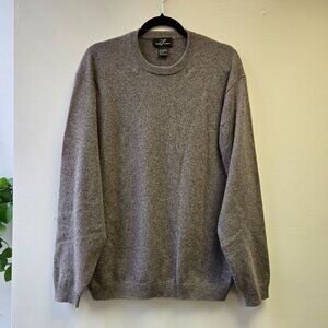 Men's Pure 2-Ply Cashmere Crewneck Sweater L Brown